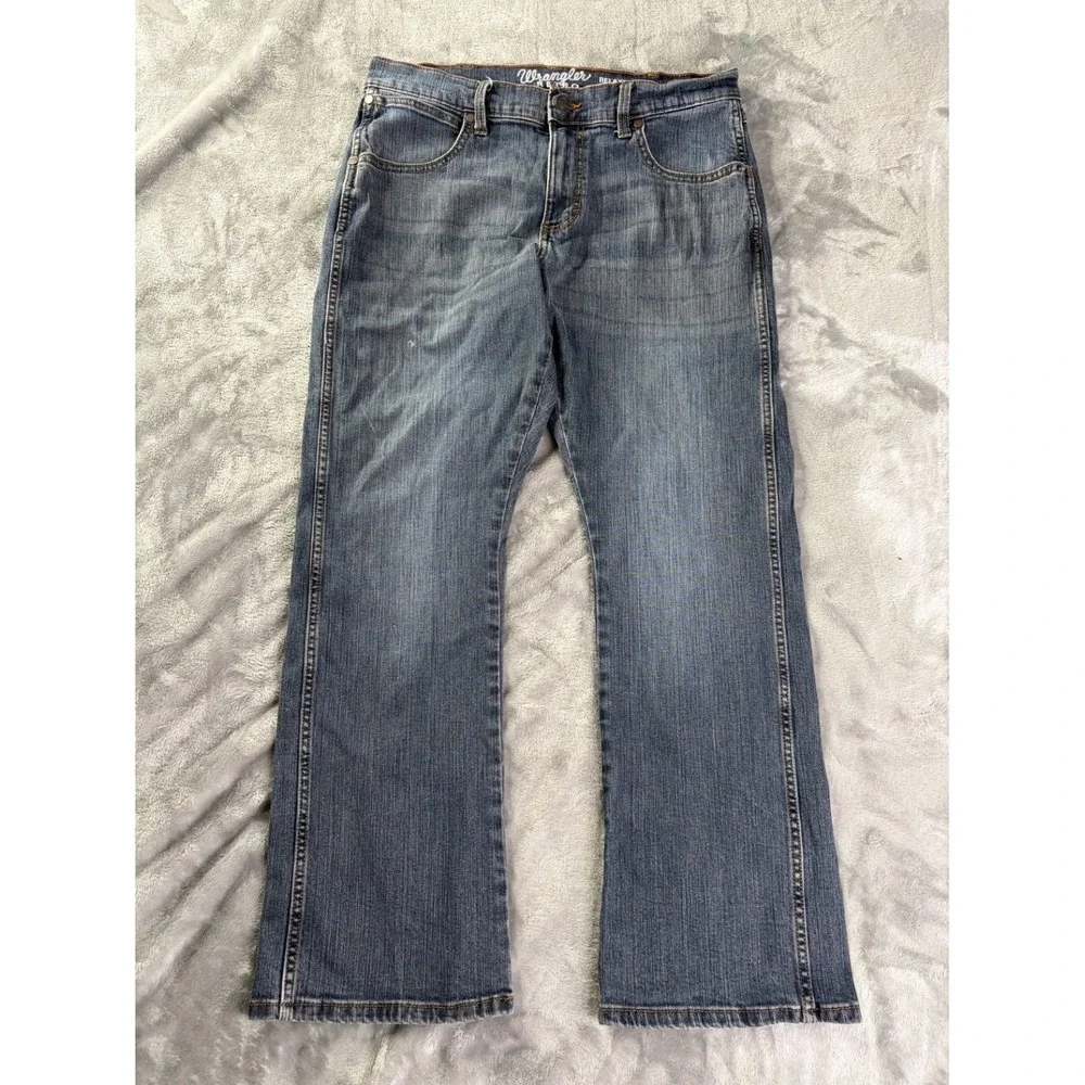 Wrangler Western Jeans Retro Relaxed Boot Mens 36x28 Blue Embroidered
